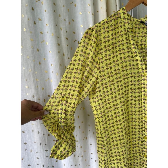 Kut From The Kloth Women's Sheer Ditsy Floral Long Sleeve Button Up Blouse S - Picture 3 of 6